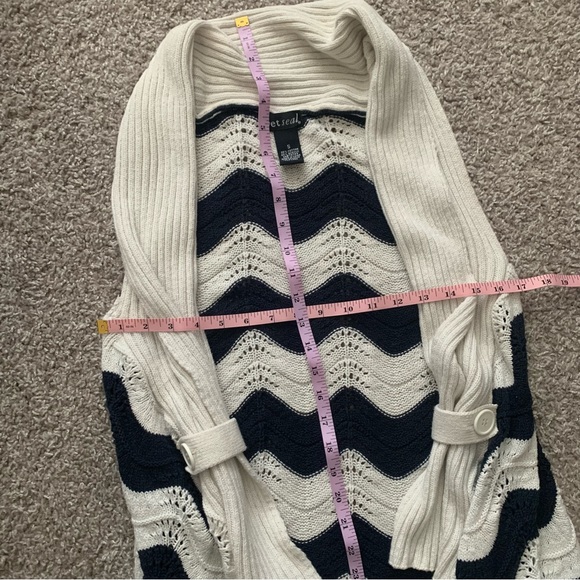 Wet Seal Nautical Striped Blue Cream Sweater Vest - Picture 9 of 9